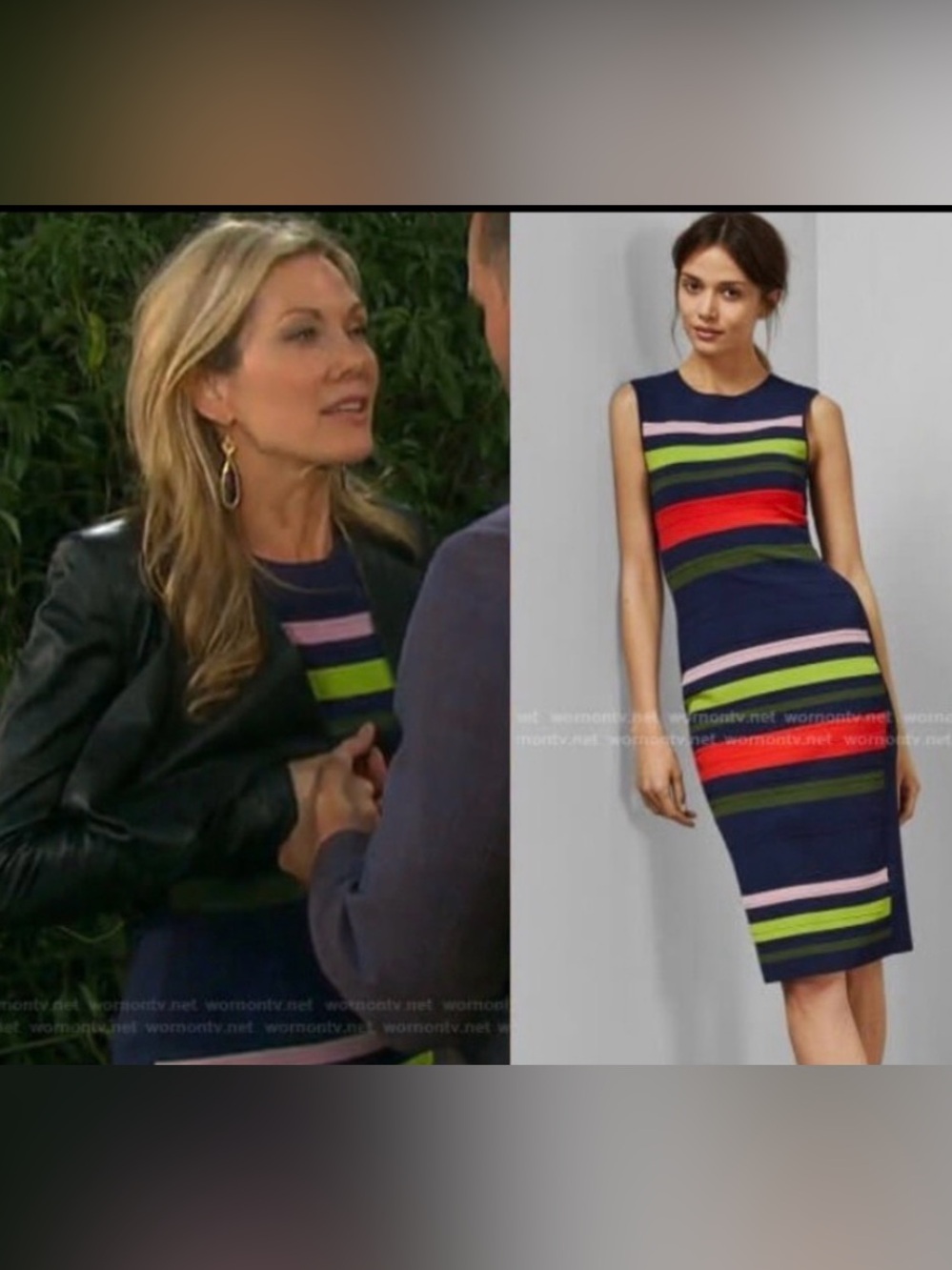 Ted Baker Navy Dress with Multi-Color Stripes